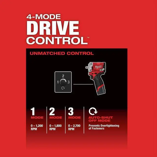 Alt view image 6 of 7 - MILWAUKEE M12 Fuel Stubby 3/8" Impact Wrench (Bare Tool)