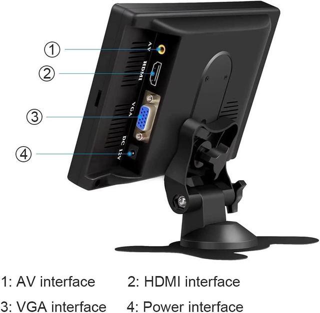 7 inch Portable Small HDMI Monitor HD 1080P VGA Monitor,Small LCD HDMI  Monitor Mini Screen 1024x600,HDMI/VGA/AV Input Mini Monitor,with Speakers  Earphone Jack for Car Home Office Security 