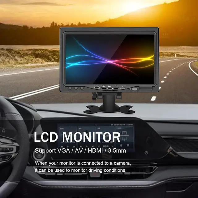 Alt view image 5 of 7 - 7 inch Portable Small HDMI Monitor HD 1080P VGA Monitor,Small LCD HDMI Monitor Mini Screen 1024x600,HDMI/VGA/AV Input Mini Monitor,with Speakers Earphone Jack for Car Home Office Security