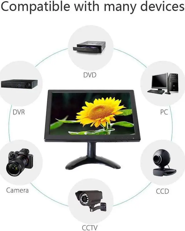 Alt view image 2 of 7 - 10.1 inch CCTV HDMI Monitors 1280X800 IPS Color Screen Home Security Monitor with AV/VGA/BNC/HDMI Input Built-in Speaker for Raspberry Pi