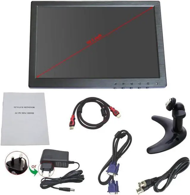 Alt view image 6 of 7 - 10.1 inch CCTV HDMI Monitors 1280X800 IPS Color Screen Home Security Monitor with AV/VGA/BNC/HDMI Input Built-in Speaker for Raspberry Pi