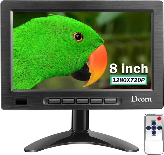 8 Inch Mini Monitor,Small HDMI Monitor 1280x720 16:9 IPS Metal Housing  Computer Monitor Support HDMI/VGA/AV/BNC Input with Wall Bracket&Remote  Control,178 Full Viewing w/Speaker 