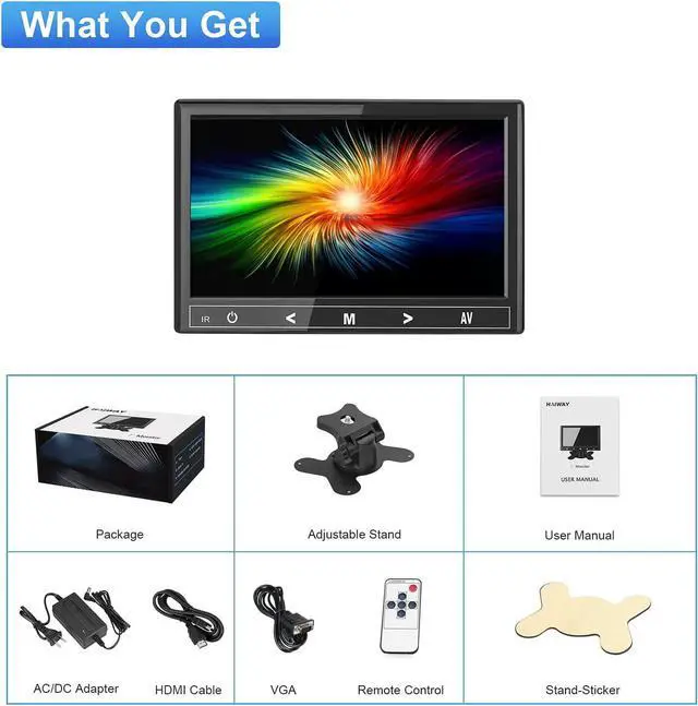 Alt view image 6 of 7 - 7 inch Small HDMI Monitor, 1024x600 Resolution Small 1080P Portable IPS Monitor with Remote Control with Built-in Dual Speakers HDMI VGA Input for Gaming CCTV Raspberry Pi PC (7 inch IPS)