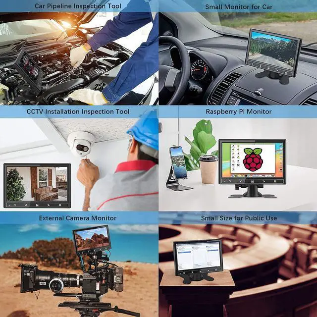 Alt view image 7 of 7 - 7 inch Small HDMI Monitor, 1024x600 Resolution Small 1080P Portable IPS Monitor with Remote Control with Built-in Dual Speakers HDMI VGA Input for Gaming CCTV Raspberry Pi PC (7 inch IPS)