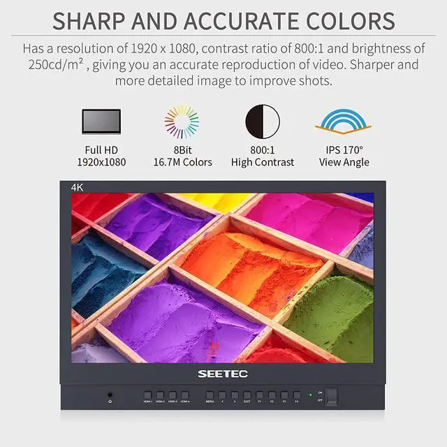 Alt view image 3 of 7 - 15.6 Inch Live Streaming Carry-on Broadcast Director Monitor with 4 HDMI Input Output Quad Split Display for ATEM Mini Video Switcher Mixer Pro Studio Television Production