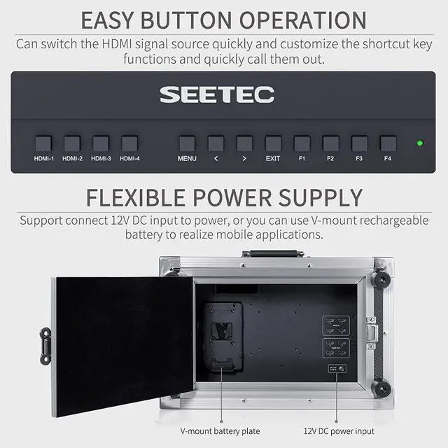 Alt view image 5 of 7 - 15.6 Inch Live Streaming Carry-on Broadcast Director Monitor with 4 HDMI Input Output Quad Split Display for ATEM Mini Video Switcher Mixer Pro Studio Television Production
