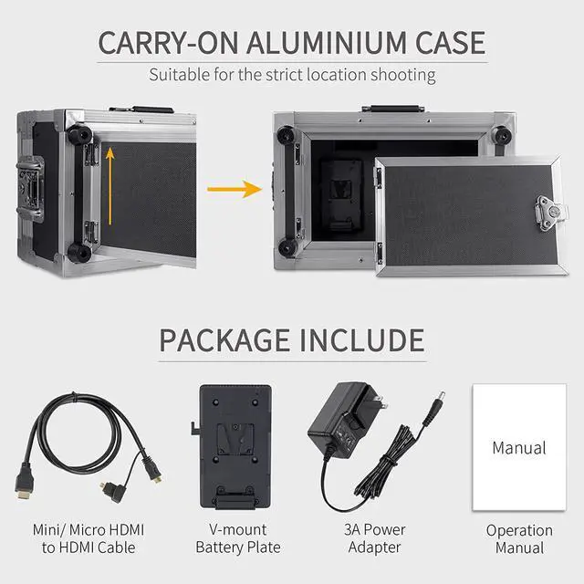 Alt view image 7 of 7 - 15.6 Inch Live Streaming Carry-on Broadcast Director Monitor with 4 HDMI Input Output Quad Split Display for ATEM Mini Video Switcher Mixer Pro Studio Television Production