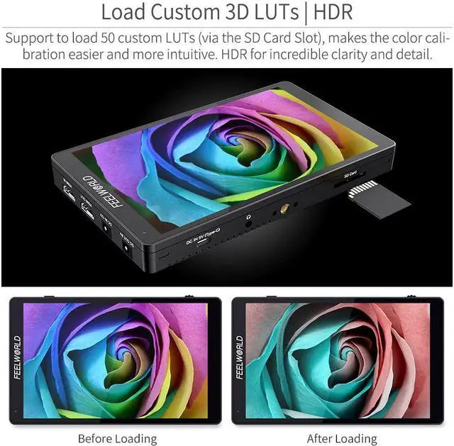 Alt view image 3 of 7 - F7 PRO 7 Inch Touch Screen DSLR Camera Field Monitor with 3D Lut HDR Waveform F970 External Power Install Kit 1920x1200 4K 60Hz HDMI Input Output 8.4V DC Output 5V Type-c Input Mini Hot Shoe