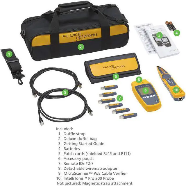 Alt view image 4 of 7 - Fluke Networks - 5018513 MS-POE-KIT MicroScanner Copper Cable Verifier & PoE tester for RJ-45 Category 5-6A Ethernet Cables, Includes IntelliTone Pro 200 & Remote ID Kit