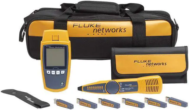 Main image of Fluke Networks - 5018513 MS-POE-KIT MicroScanner Copper Cable Verifier & PoE tester for RJ-45 Category 5-6A Ethernet Cables, Includes IntelliTone Pro 200 & Remote ID Kit