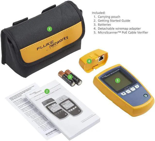 Alt view image 3 of 6 - Fluke Networks - 5018508 MS-POE MicroScanner Copper Cable Verifier and PoE tester for RJ-45 Category 5-6A Ethernet Cables, Identifies Supplied Class 0-8 Power from Ethernet PSE Devices