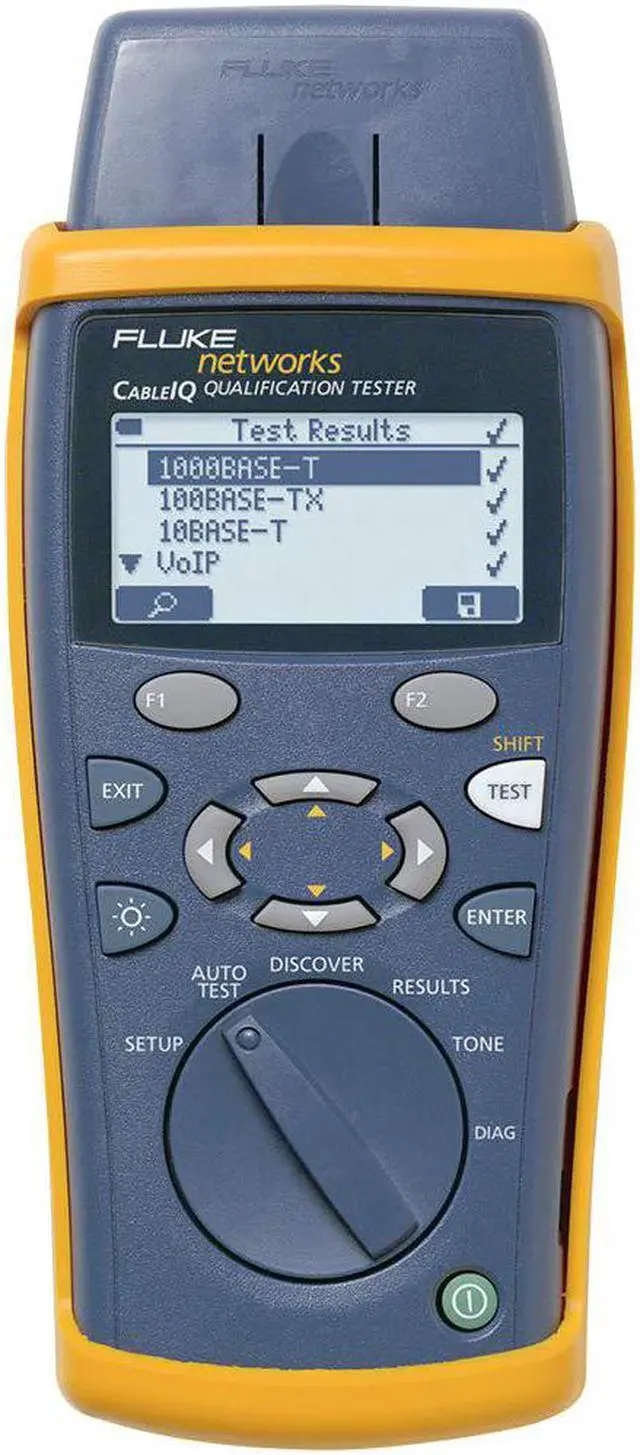 Main image of Fluke Networks CIQ-100 Copper Qualification Tester, Qualifies and Troubleshoots Category 5-6A Cabling for 10/100/Gig Ethernet, Coax and Voip