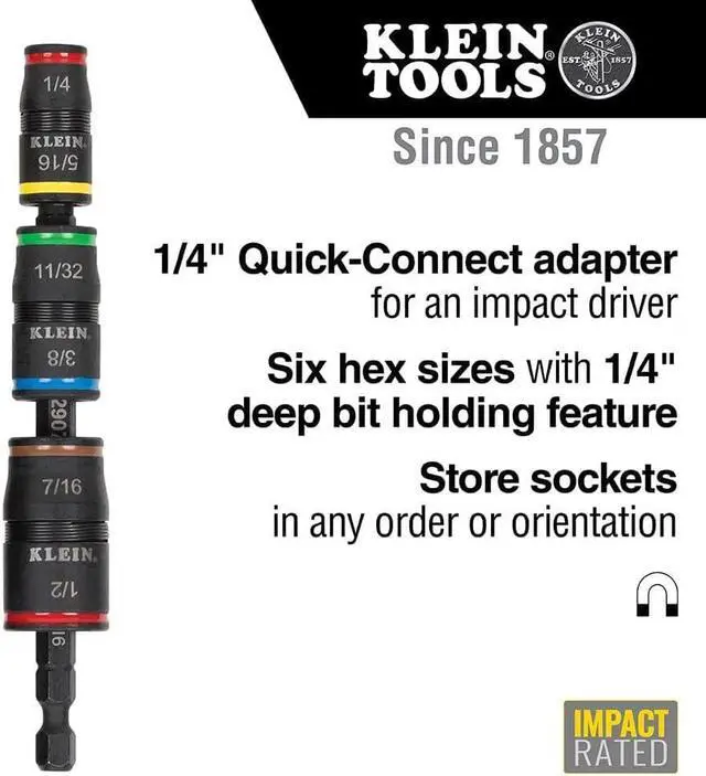 Alt view image 2 of 7 - Impact Driver, 7-in-1 Impact Flip Socket Set, 6 Hex Driver Sizes plus a 1/4-Inch Bit Holder