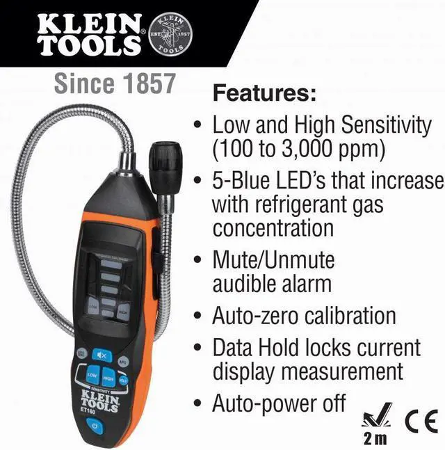 Alt view image 3 of 6 - Refrigerant Gas Detector, Detects Gas Leaks in the Presence of CFC's, HFC's, HCFC's and Blends as Low as 100 PPM