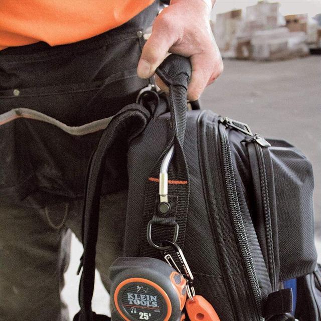 Alt view image 4 of 6 - Tool Bag Backpack, Durable Electrician Backpack with 48 Pockets for Hand Tools, Waterproof Bottom, Removable Tool Carrier