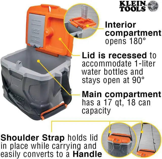 Main image of Work Cooler, 17-Quart Lunch Box Holds 18 Cans, Keeps Cool 30 Hours, Seats 300 Lb, Tradesman Pro Tough Box