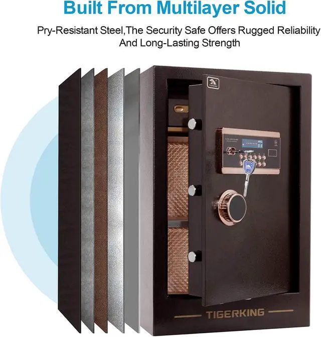 Alt view image 2 of 7 - Burglary Digital Security Safe Box for Home Office Double Safety Key Lock and Password Safes 3.47 Cubic Feet