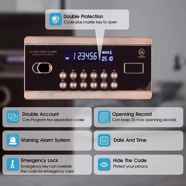 Alt view image 5 of 7 - Burglary Digital Security Safe Box for Home Office Double Safety Key Lock and Password Safes 3.47 Cubic Feet