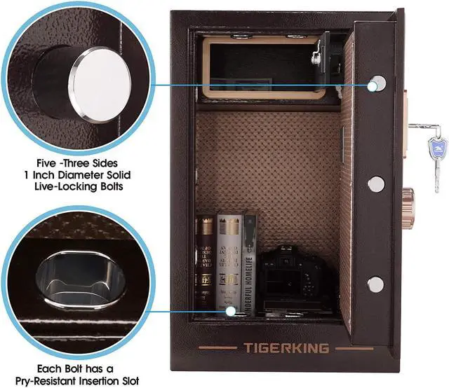 Alt view image 4 of 7 - Burglary Digital Security Safe Box for Home Office Double Safety Key Lock and Password Safes 3.47 Cubic Feet