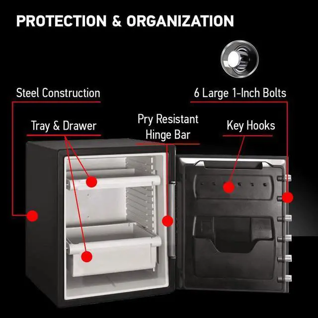 Alt view image 5 of 6 - SentrySafe Fireproof Waterproof Safe with Dial Combination, 2.05 Cubic Feet, Black