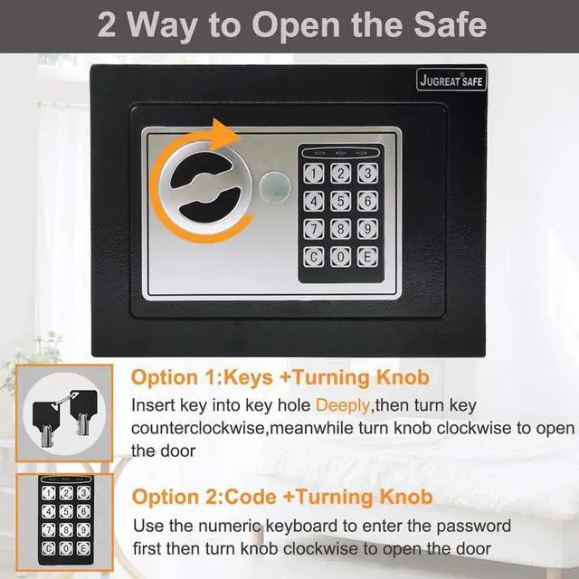 Alt view image 2 of 7 - Safe Box with Induction Light,Electronic Digital Security Safe Steel Construction Hidden with Lock,Wall or Cabinet Anchoring Design for Home Office Hotel Business 0.23 Cubic Feet Black