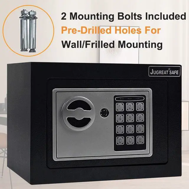 Alt view image 6 of 7 - Safe Box with Induction Light,Electronic Digital Security Safe Steel Construction Hidden with Lock,Wall or Cabinet Anchoring Design for Home Office Hotel Business 0.23 Cubic Feet Black