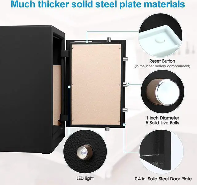 Alt view image 4 of 7 - Safe Box,Home Safe,Large Security Box with Double Safety Key Lock and Password for Money and Document,3.7 Cubic Black