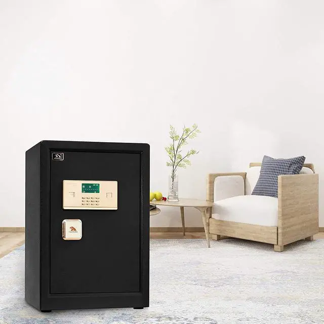 Alt view image 7 of 7 - Safe Box,Home Safe,Large Security Box with Double Safety Key Lock and Password for Money and Document,3.7 Cubic Black