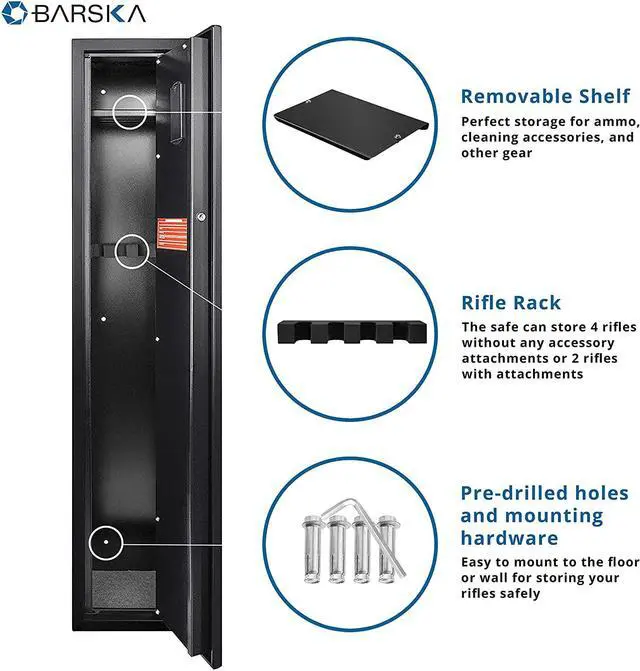Alt view image 5 of 7 - Quick and Easy Access Biometric Rifles, Firearms and Long Guns Safe for Home, Removable Shelf, Optional Silent Mode, 1.83 Cubic Ft