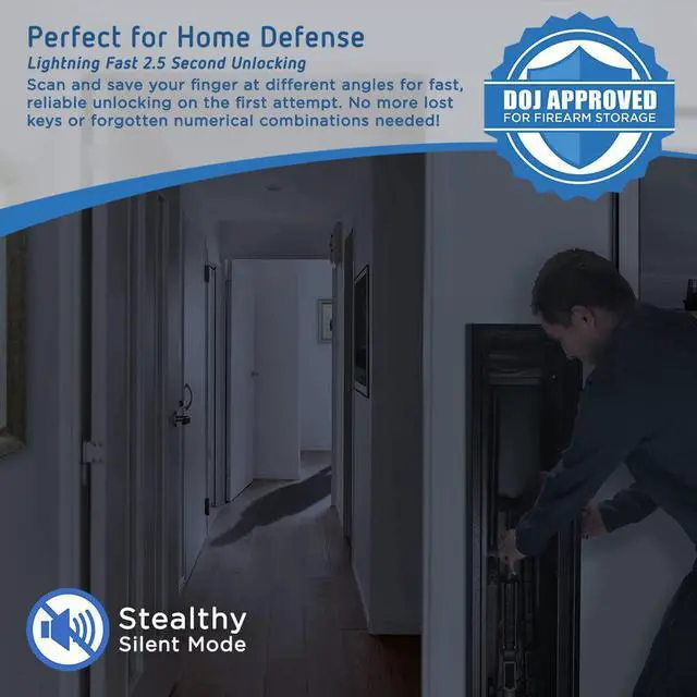Alt view image 3 of 7 - Quick and Easy Access Biometric Rifles, Firearms and Long Guns Safe for Home, Removable Shelf, Optional Silent Mode, 1.83 Cubic Ft