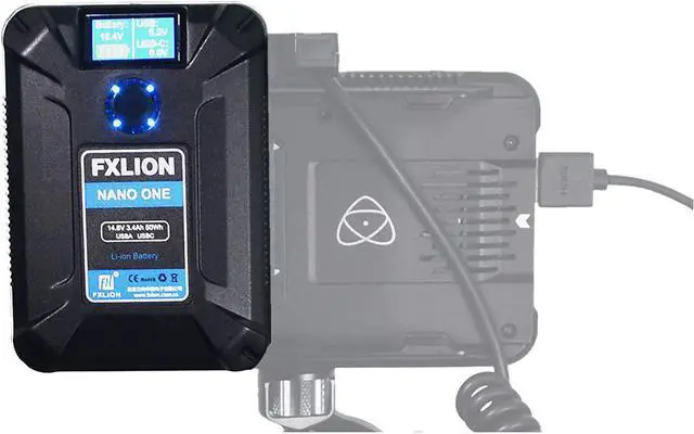 Alt view image 2 of 5 - FXLION Nano ONE V Mount/V-Lock Battery 3400mAh(50Wh/14.8V) with D-TAP,USB-C,USB-A, Micro USB Plugs,10oz Mini for Cameras, Camcorders, LED Lights, Monitors, MacBook and Smartphone