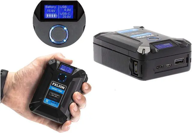 Alt view image 5 of 5 - FXLION Nano ONE V Mount/V-Lock Battery 3400mAh(50Wh/14.8V) with D-TAP,USB-C,USB-A, Micro USB Plugs,10oz Mini for Cameras, Camcorders, LED Lights, Monitors, MacBook and Smartphone