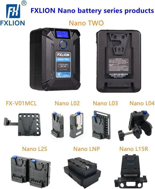 Alt view image 5 of 6 - Fxlion Nano Two 98WH Tiny V-Mount/V-Lock Battery with Type-C, D-tap, USB A, Micro USB