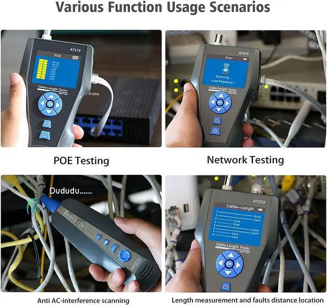 Alt view image 4 of 7 - Network Cable Tester,AT278 TDR Multi-functional LCD Tracker For RJ45, RJ11, BNC, Metal Cable,PING/POE