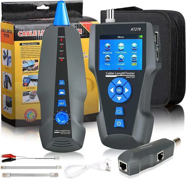Alt view image 7 of 7 - Network Cable Tester,AT278 TDR Multi-functional LCD Tracker For RJ45, RJ11, BNC, Metal Cable,PING/POE