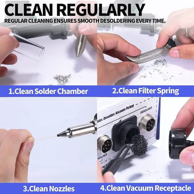 Alt view image 4 of 7 - 4 in 1 Hot Air Rework Soldering Iron and Desoldering Suction Tin Gun Station with Suction Pick Up Pen °F /°C