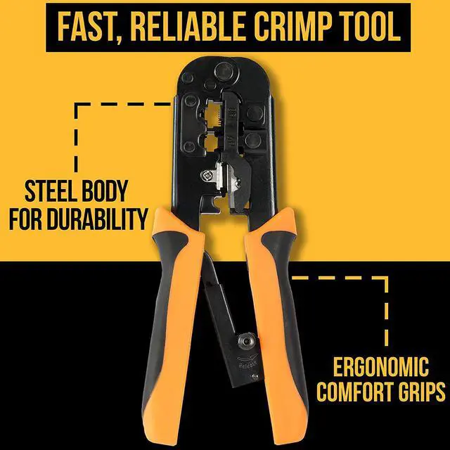 Alt view image 3 of 7 - Professional Network Tool Kit 15 In 1 - RJ45 Crimper Tool Cat 5 Cat6 Cable Tester, Gauge Wire Stripper Cutting Twisting Tool, Ethernet Punch Down Tool, Screwdriver, Knife