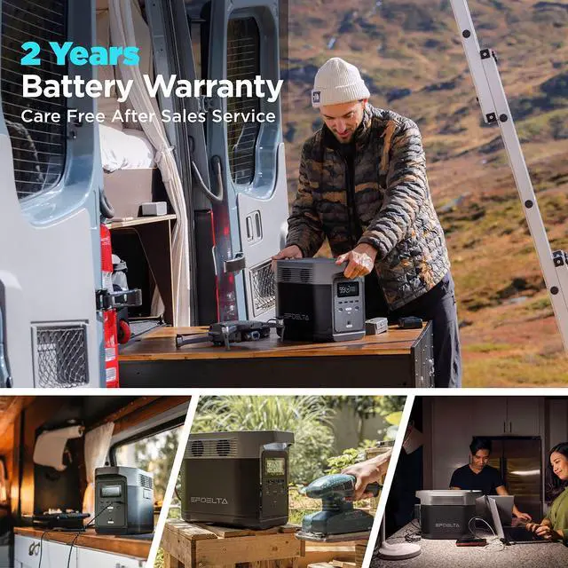 Alt view image 7 of 7 - Portable Power Station DELTA, UPS Power Supply 1260Wh Battery Pack with 6 1800W (3300W Surge) AC Outlets, Solar Battery Generator for Outdoor Camping RV