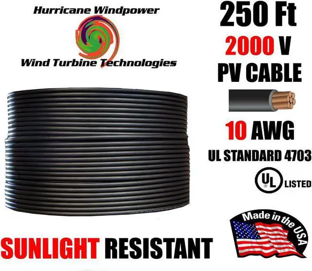 Main image of 10 AWG Gauge PV Wire 1000/2000 Volt Pre-Cut 250 Ft for Solar Installation 250Ft
