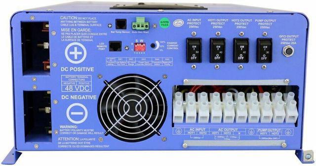 8000 Watt Pure Sine Inverter Charger - 48 Vdc / 240Vac Input & 120/240Vac S  