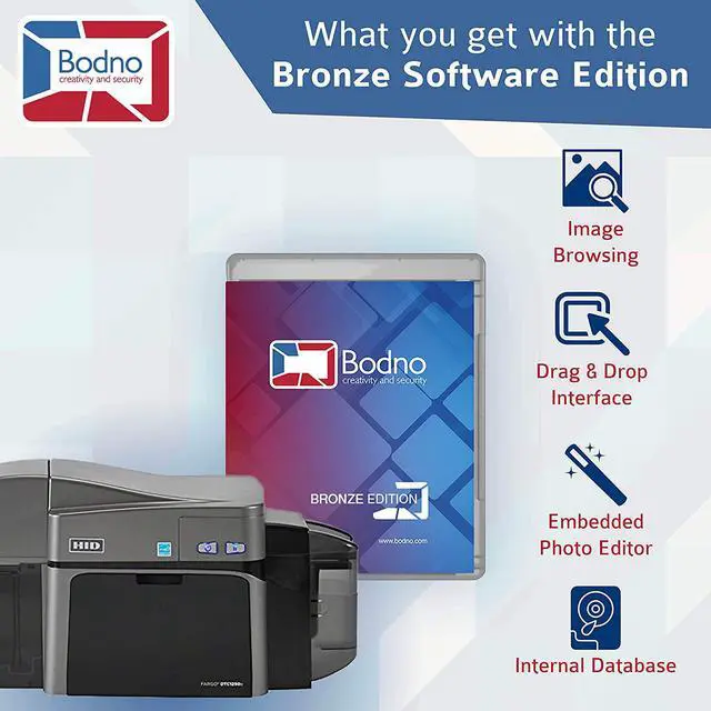 Alt view image 3 of 4 - Fargo DTC1250e Dual Sided ID Card Printer & Complete Supplies Package with Bronze Edition Bodno Software
