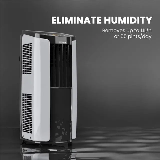 Alt view image 3 of 7 - TOSOT 8,000 BTU Portable Air Conditioner Quiet, Remote Control, Built-in Dehumidifier, Fan - Cool Rooms Up to 300 Square Feet , White