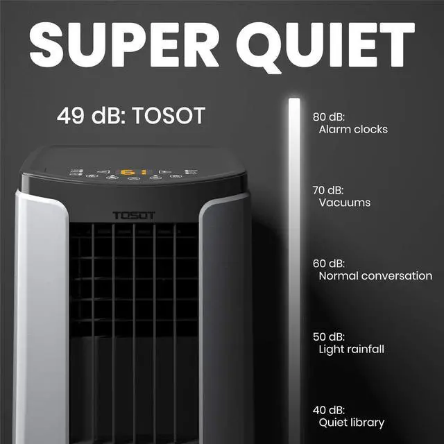Alt view image 4 of 7 - TOSOT 8,000 BTU Portable Air Conditioner Quiet, Remote Control, Built-in Dehumidifier, Fan - Cool Rooms Up to 300 Square Feet , White