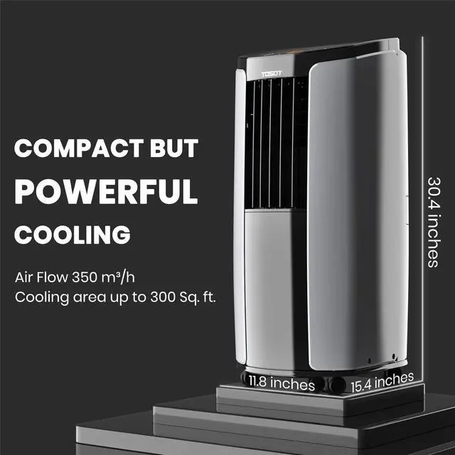 Alt view image 2 of 7 - TOSOT 8,000 BTU Portable Air Conditioner Quiet, Remote Control, Built-in Dehumidifier, Fan - Cool Rooms Up to 300 Square Feet , White