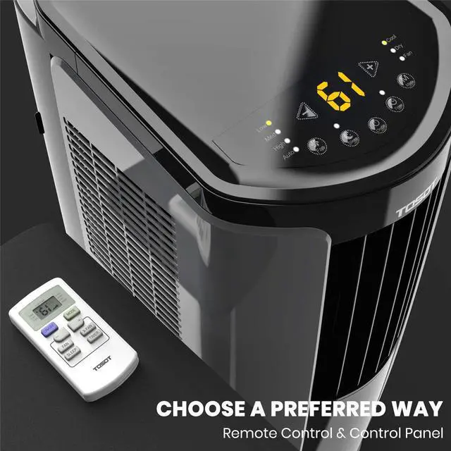 Alt view image 6 of 7 - TOSOT 8,000 BTU Portable Air Conditioner Quiet, Remote Control, Built-in Dehumidifier, Fan - Cool Rooms Up to 300 Square Feet , White