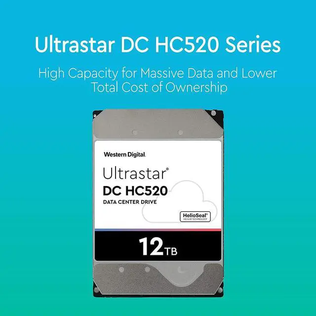 Alt view image 2 of 6 - HGST - Ultrastar DC HC520 HDD 12TB 7.2K SATA 6Gb/s 256MB Cache 3.5-Inch Helium Data Center Internal Hard Disk Drive