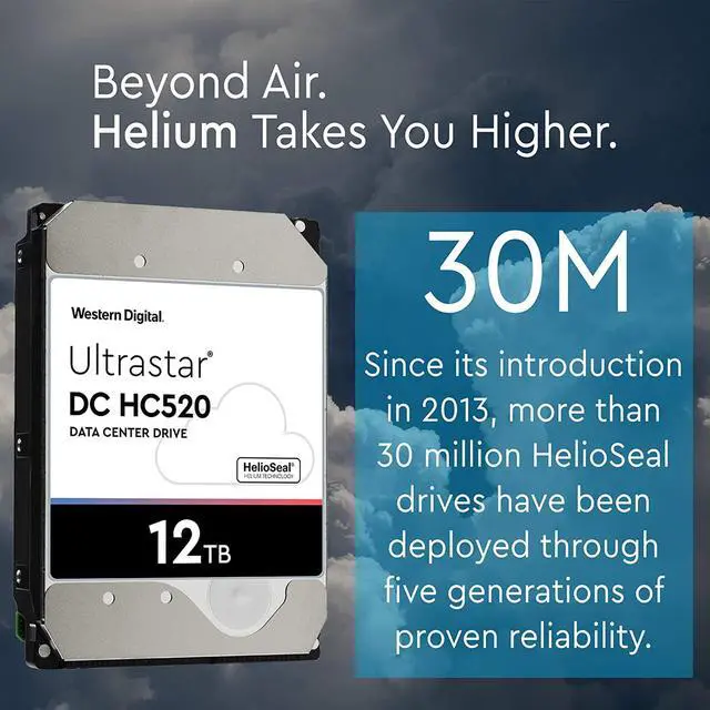 Alt view image 4 of 6 - HGST - Ultrastar DC HC520 HDD 12TB 7.2K SATA 6Gb/s 256MB Cache 3.5-Inch Helium Data Center Internal Hard Disk Drive
