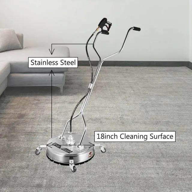 Alt view image 2 of 7 - Flat Surface Cleaner 18" Stainless Steel 4000PSI Water Pressure Washer Wheels