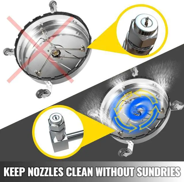 Alt view image 3 of 7 - Flat Surface Cleaner 18" Stainless Steel 4000PSI Water Pressure Washer Wheels