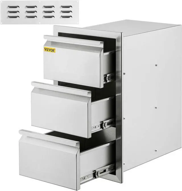 Main image of Outdoor Kitchen Drawer Stainless Steel 14.7X25.4 Triple Access Drawer BBQ Island
